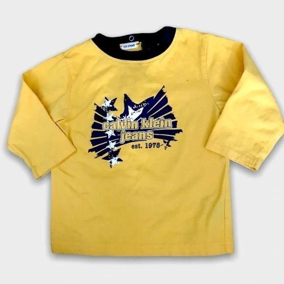 4/$20🥳 Yellow  Calvin Klein Jeans Shirt - Picture 1 of 4